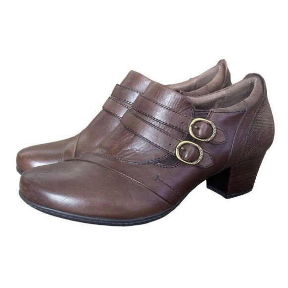 Earth Calgary Toronto Bark Brown Leather Ankle Boots Size 10M - Picture 1 of 9